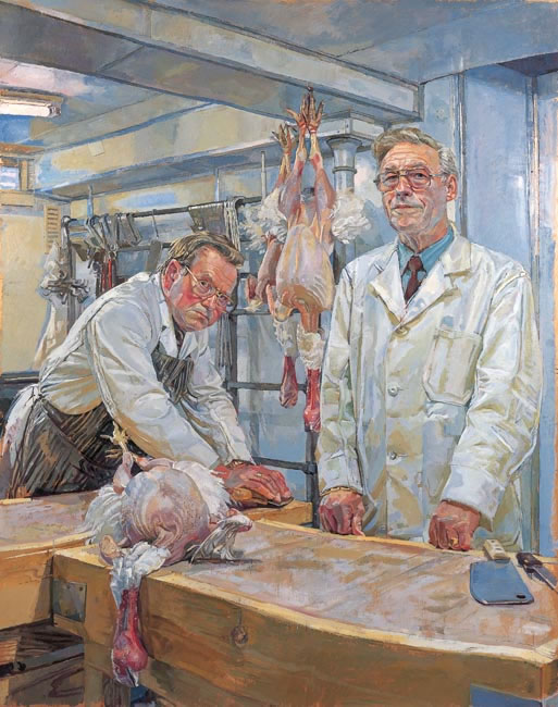 Ron and Ray Pett, Rotherfield Butchers 1989 - 127 x 101.6 cms