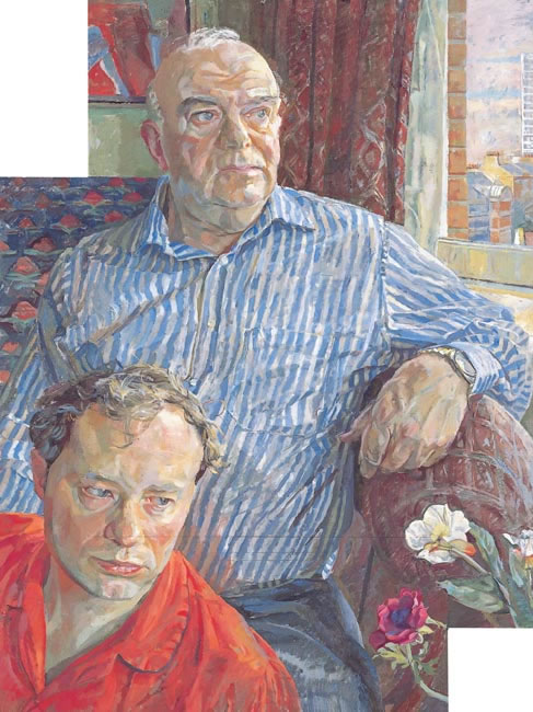 Andrew Wilton with Russell in Red Pyjamas, 2007 - 71.1 x 58.4 cms